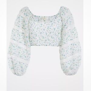 LOVESHACKFANCY ALBERTINA BALLOON SLEEVE CROP TOP